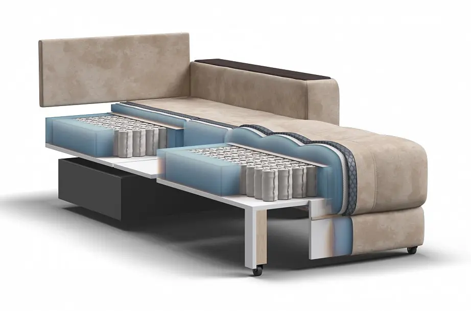Кресло-кровать со спальным местом boss, ткань Алькантара, цвет бежевый, 106 х 114 х 90 см