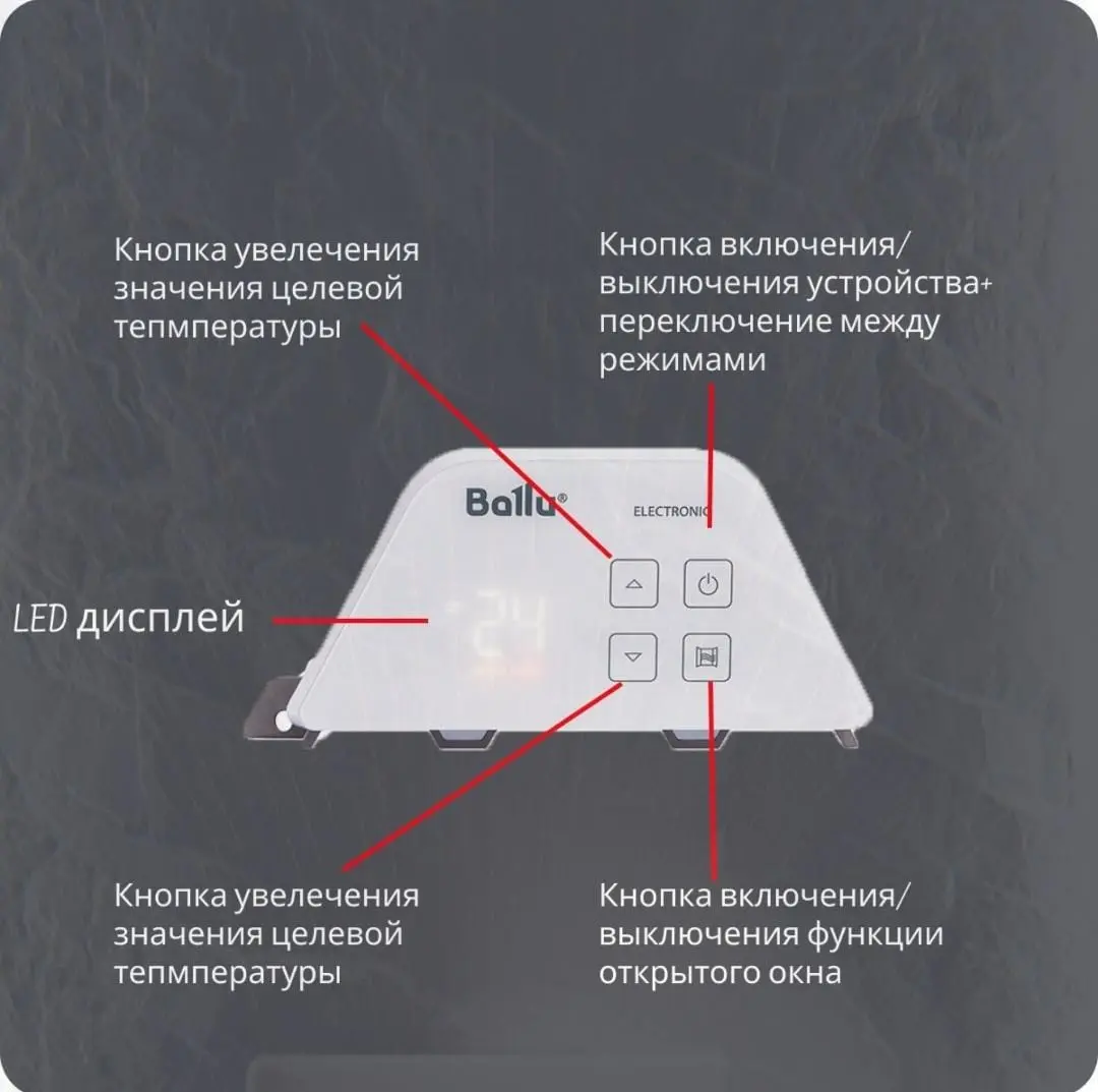 Конвектор ballu bec/at/evu-4e-1500 белый