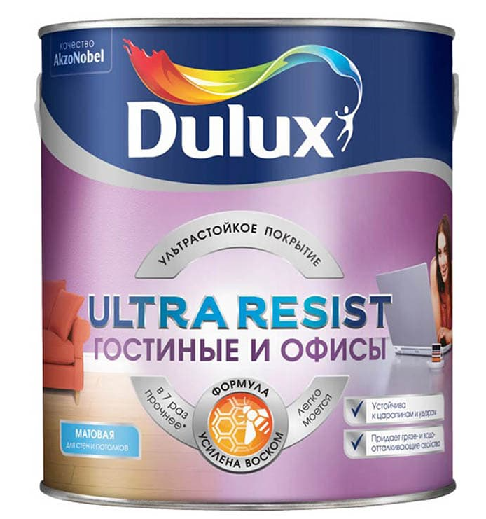 Dulux ultra resist гостиные и офисы 2.5 л