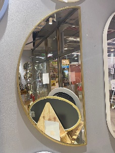 Зеркало полукруглое в золотистой раме МДФ