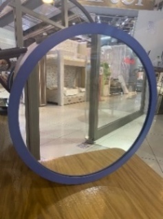 Зеркало круглое в синей раме из МДФ