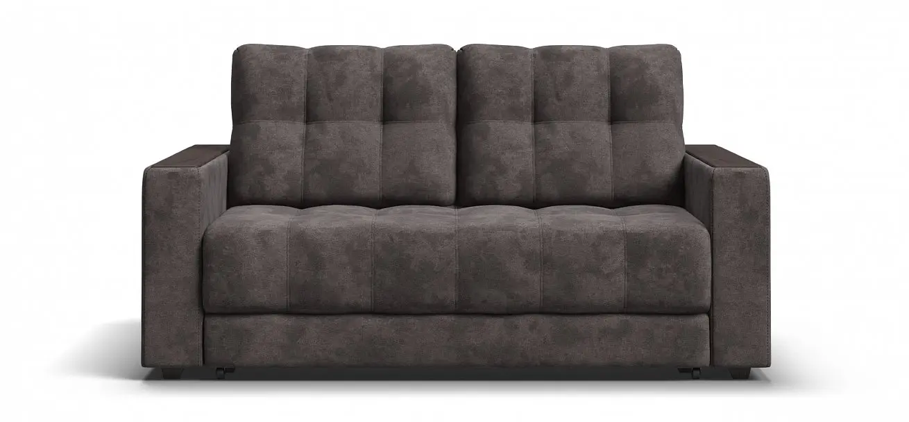 Прямой раскладной небольшой диван кровать boss compact велюр alkantara серый