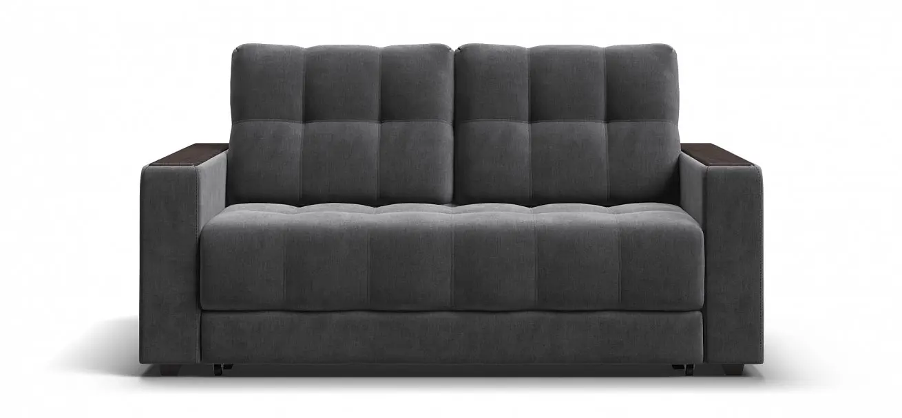 Прямой раскладной небольшой диван кроватьboss compact  велюр monolit серый