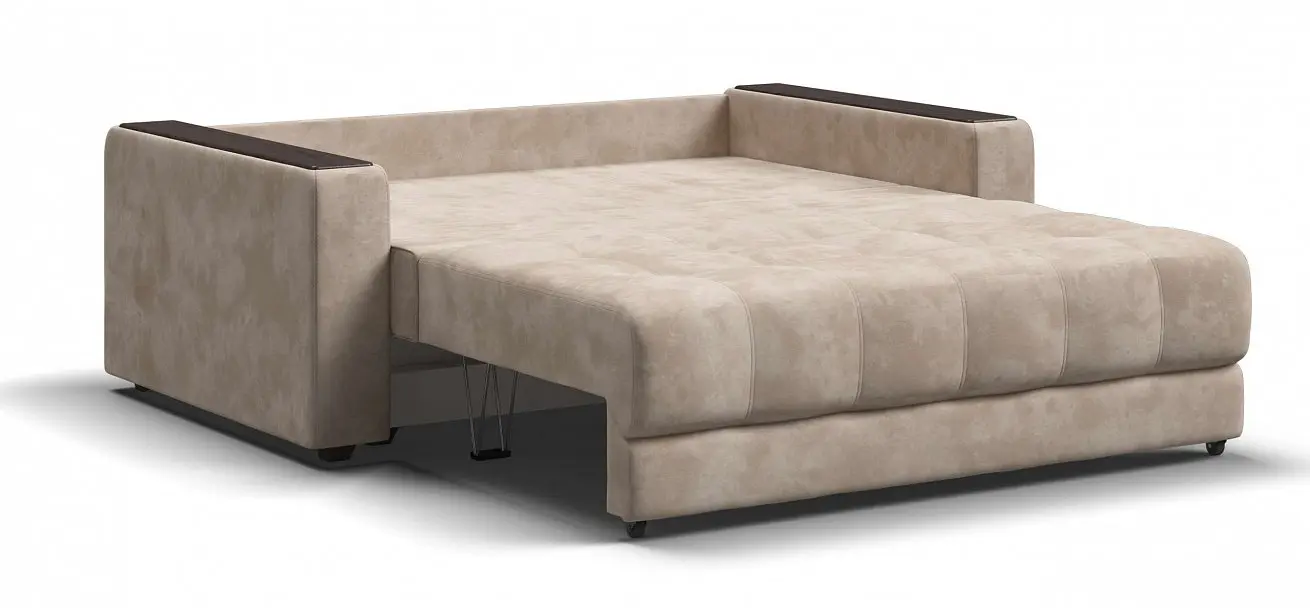 Прямой раскладной небольшой диван кровать boss compact велюр alkantara пепел