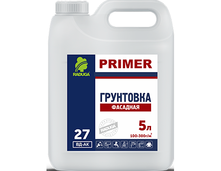 Primer «Радуга-27», акриловая фасадная грунтовка (для внутренних и наружных работ)5л