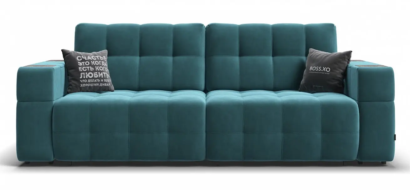 Прямой диван раскладной boss.xo ткань велюр цвет зелёный