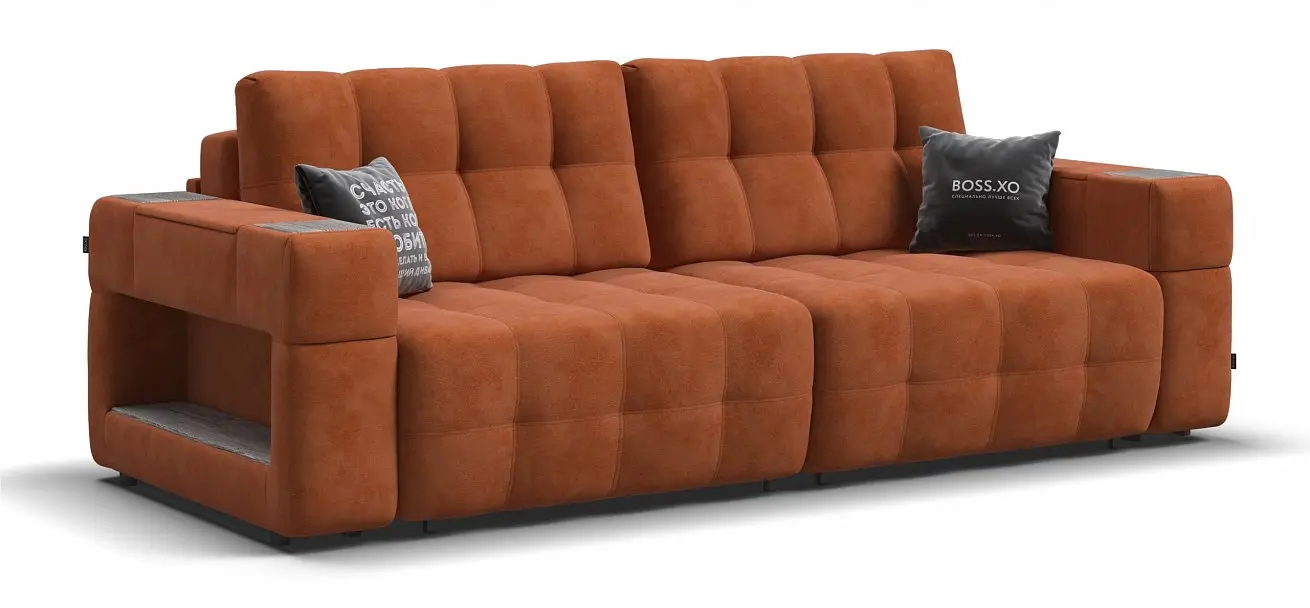 Прямой диван раскладной boss.xo ткань алькантара цвет оранжевый