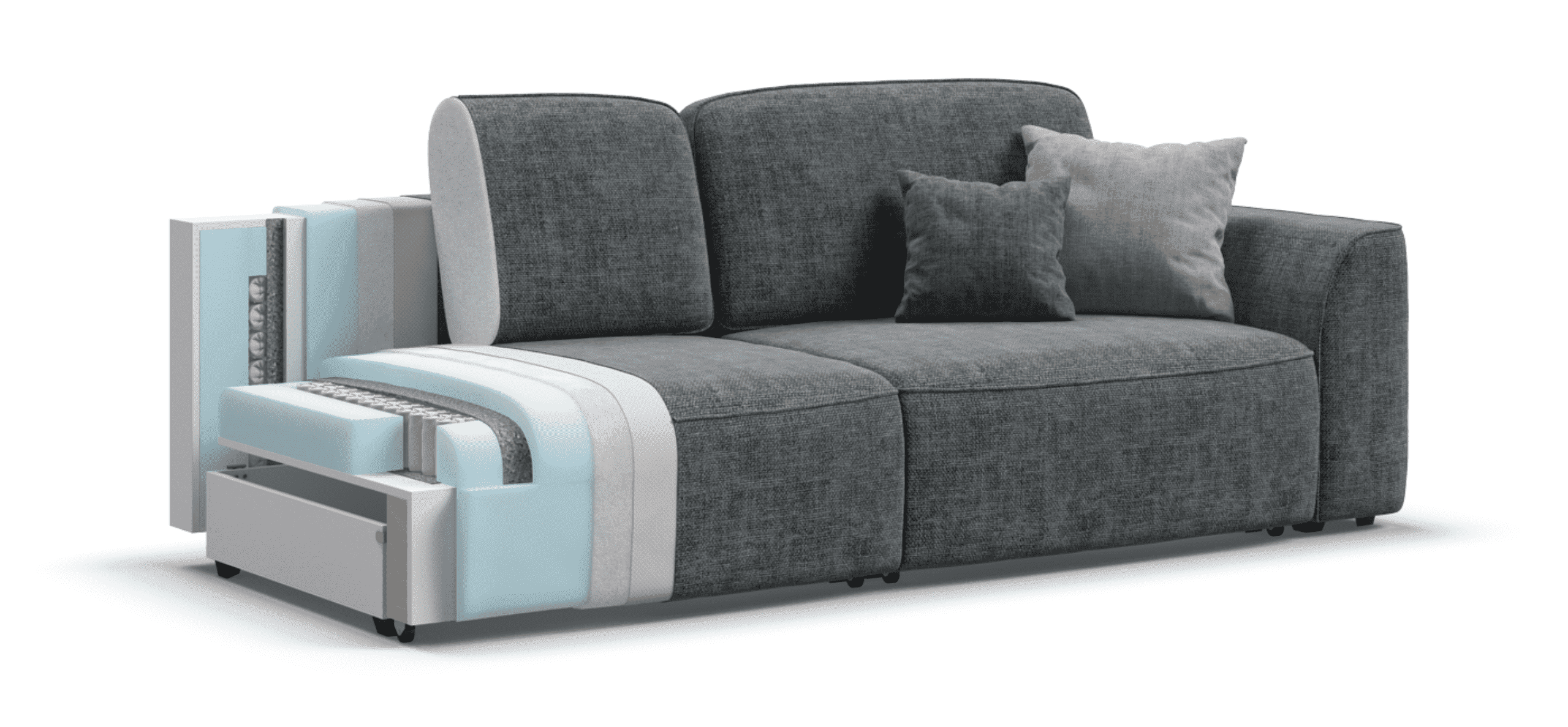 Модульный диван king se ткань шенилл, цвет серый, 250x115x82 см