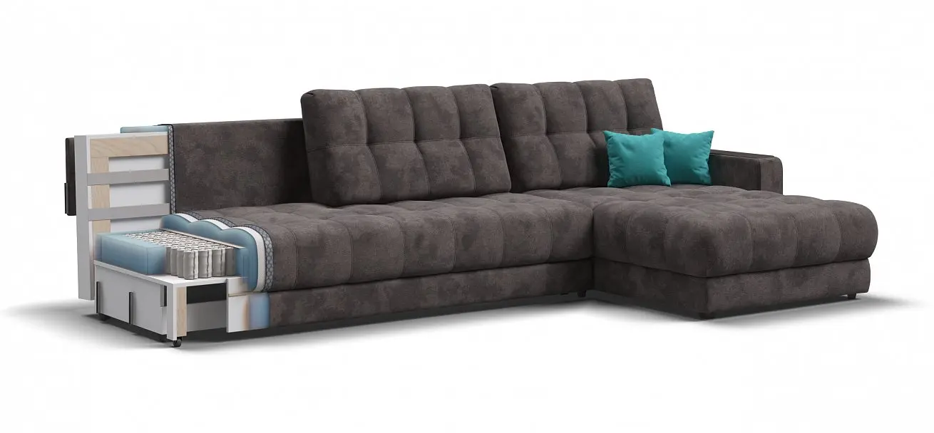 Угловой диван раскладной boss 3.0 max велюр alkantara серый