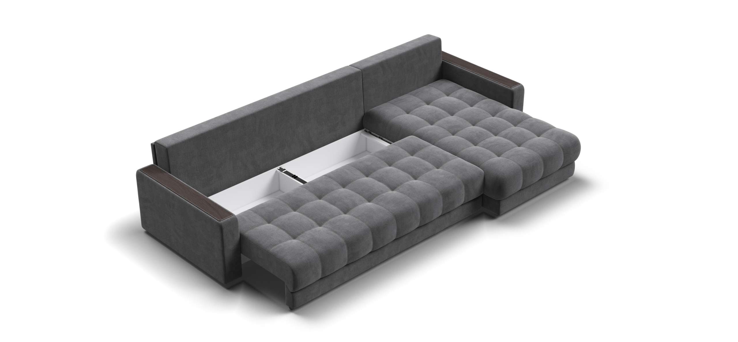 Угловой диван раскладной boss max велюр monolit серый