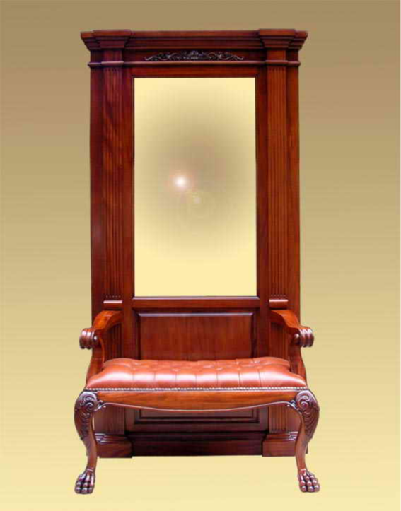 Зеркало для холла с кожаным сиденьем