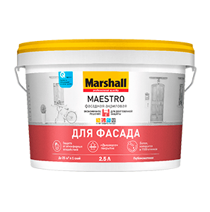 Краска marshall maestro / фасадная акриловая bw / 2,5л / col