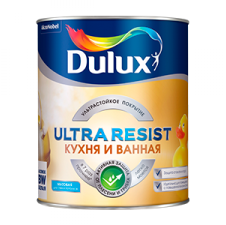 Краска dulux / ultra resist / Кухня и ванная мат bc / 0,9л / col