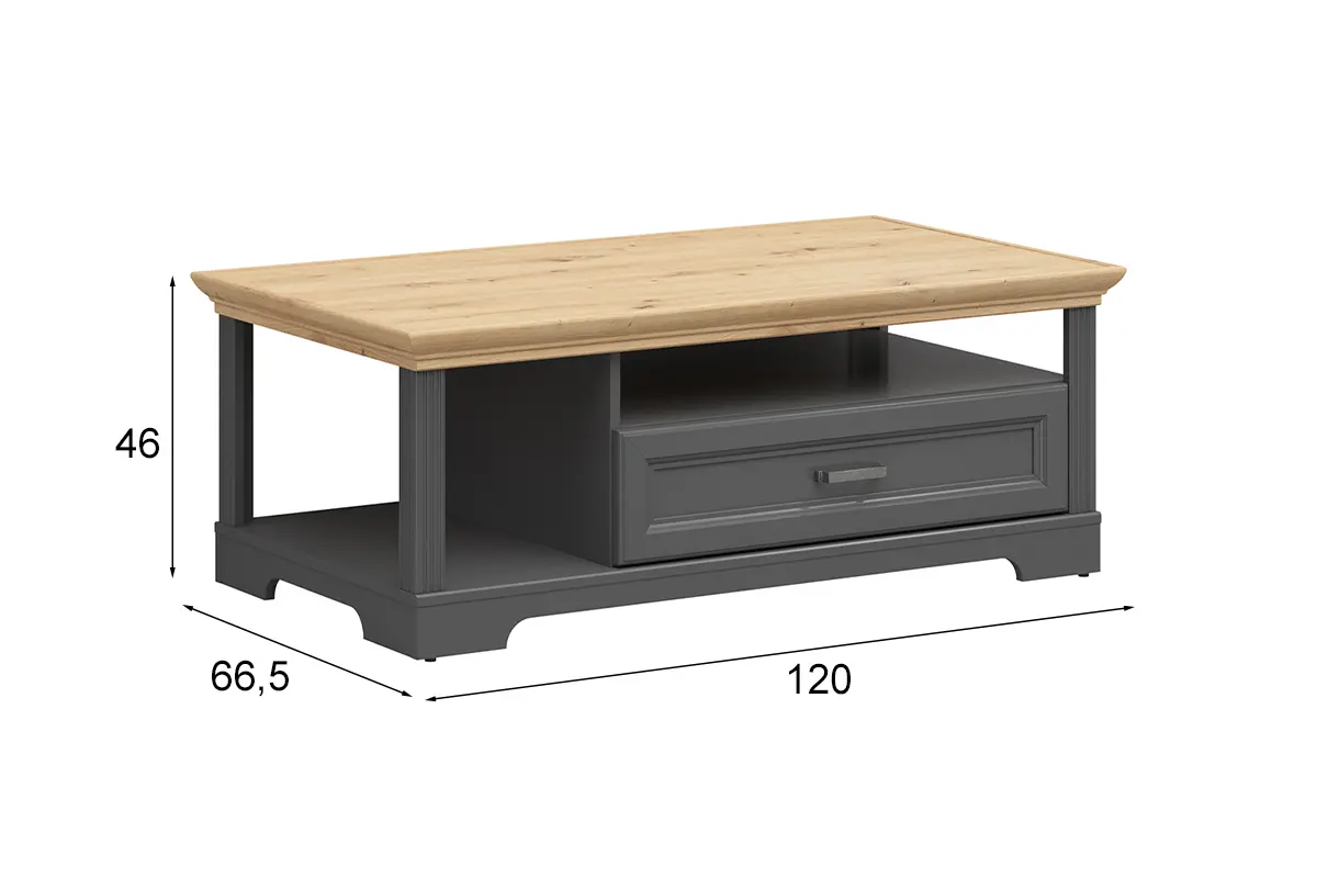 Журнальный стол Жасмин law1s, дуб артизан/графит, БРВ Брест