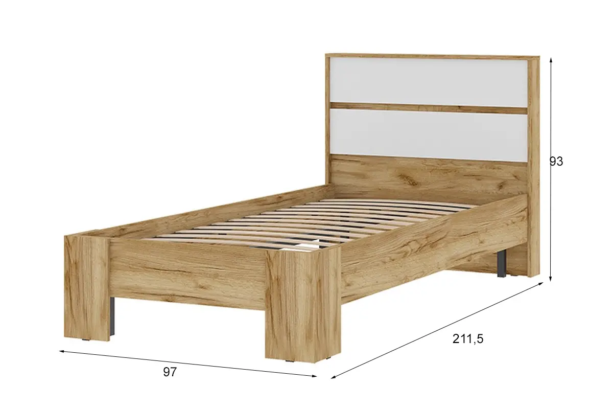 Кровать односпальная Хелен КР 01, Дуб крафт золотой/Белый, Стендмебель