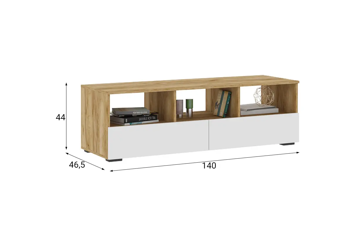 Тумба под ТВ Хелен ТБ 02, дуб/Белый, Стендмебель