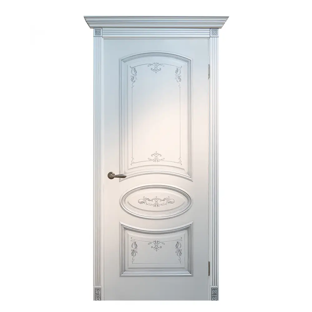 Межкомнатная дверь "Валенсия" эмаль белая патина серебро