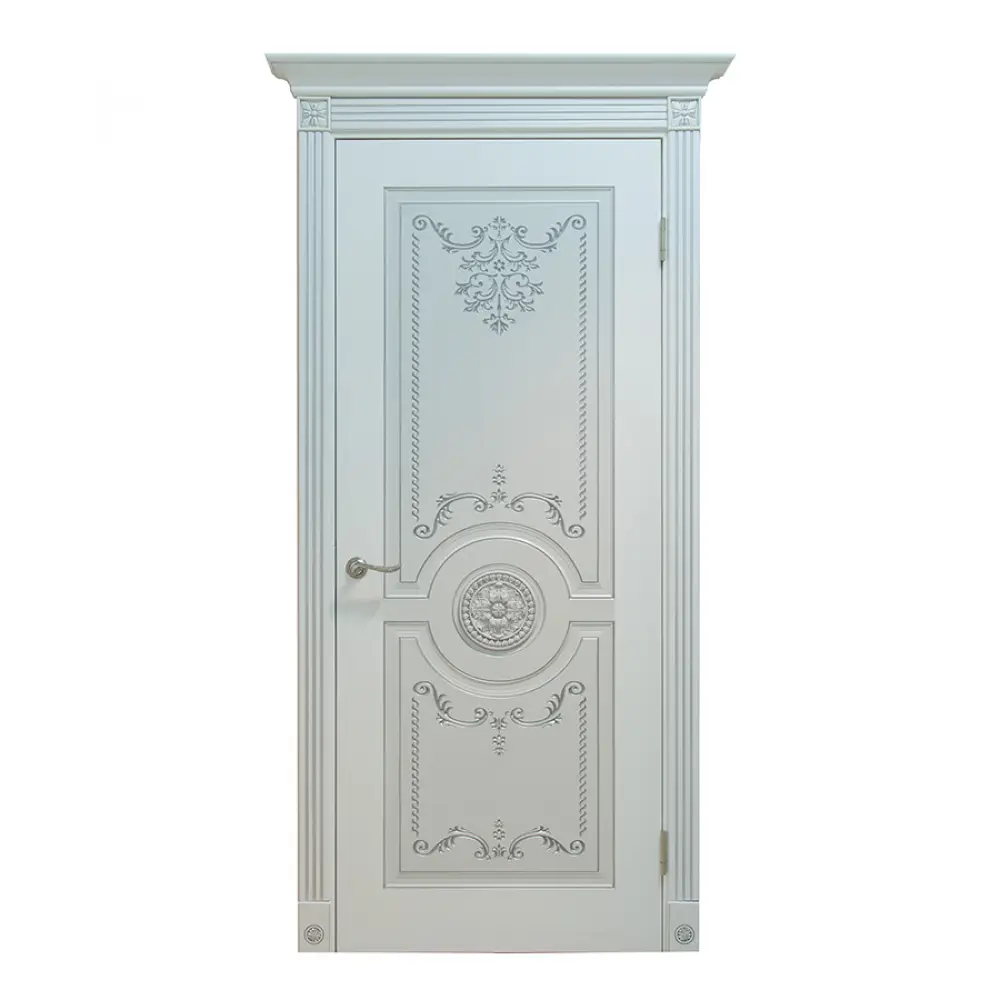 Межкомнатная дверь "Ажур" эмаль белая патина серебро