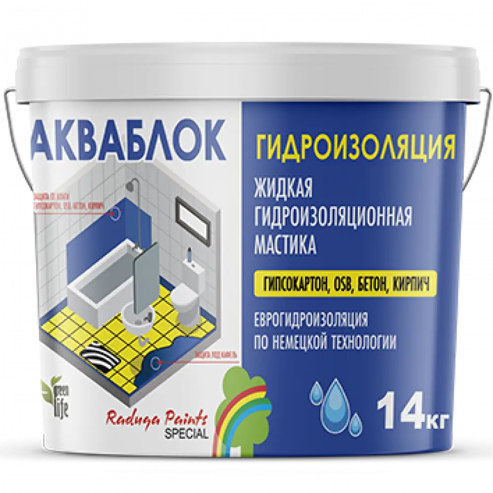 Aquablock (Акваблок) «Радуга-021», гидроизоляционная мастика жидкая (для наружных работ)